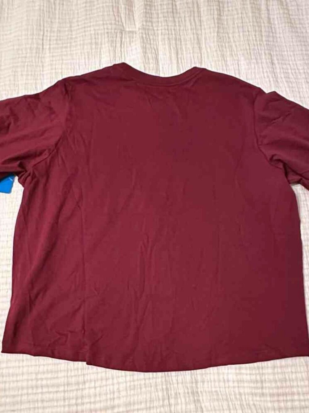urgundy Wine Red Crew Neck Short Sleeve Basic Tee NWT Soft Cotton Blend T‑Shirt - Picture 2 of 2